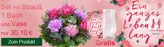 Farbenfroher Blumenstrauß Sommertraum mit Gratis-Vase und dem Buch „Ein ganzes Leben lang“ für 30,10€