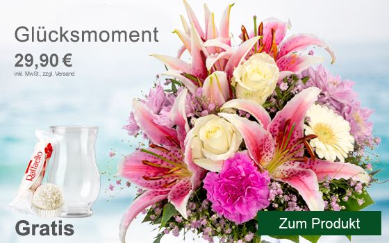 Ein Farberlebnis der besonderen Art. Blumengruß Glücksmoment mit 2 Gratis-Geschenken für 29,90€