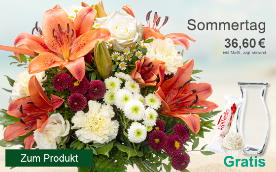 Interessanter Blumenstrauß Sommertag mit 2 Gratis-Geschenk für 36,60€