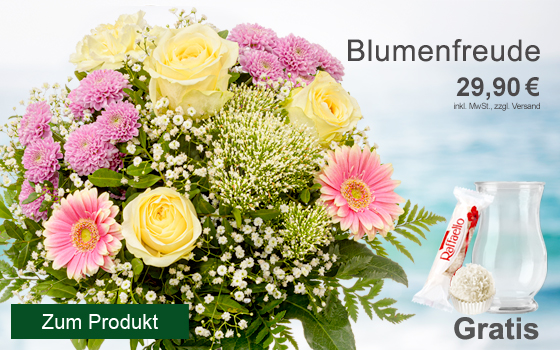 Warmer Blumenstrauß Blumenfreude mit 2 Gratis-Geschenken für 29,90€