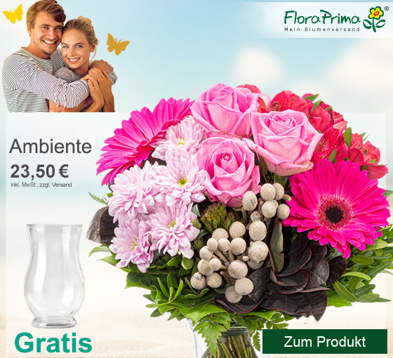 Perfekte Harmonie in Rosa. Blumengruß Ambiente mit Gratis-Vase für 23,50€